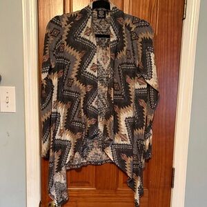 Bobeau Drape sweater Aztec style